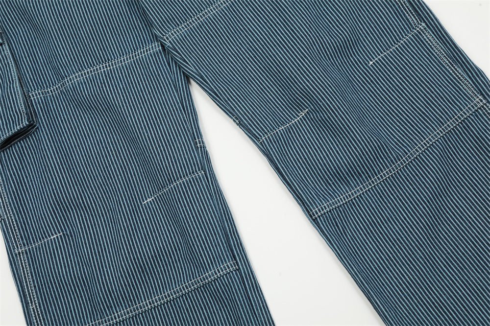 Fashion Vertical Stripe Overalls Men