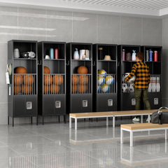 Metal Sports Fence Locker Is Suitable For School,Storage Locker With Hooks & Lock Door,Storage Sports Equipment For Gym, Ball Park,Stadium,Garage,Assembly Required,Black