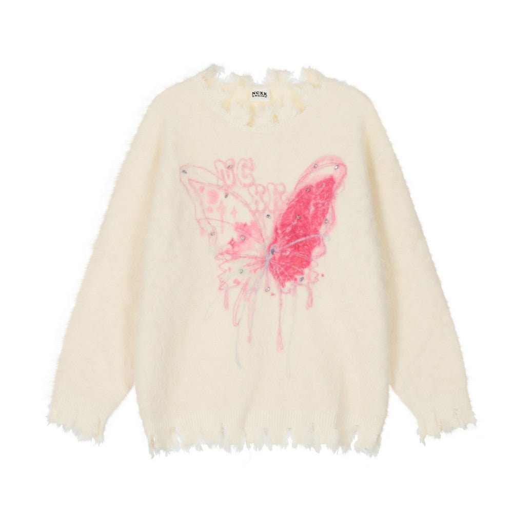 Fashion Butterfly Rhinestone Sweater Men